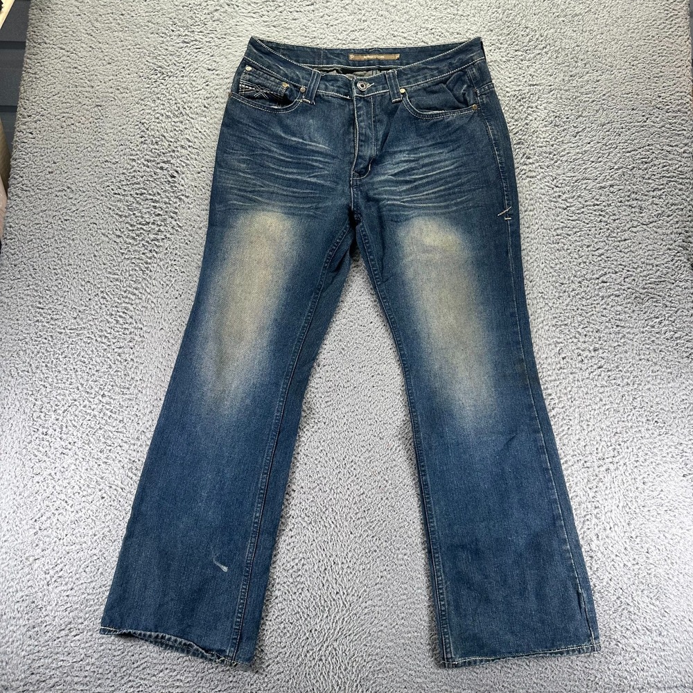 Modern Culture Jeans Mens 34x32 Blue Cotton Denim Bootcut Travel Workwear Faded